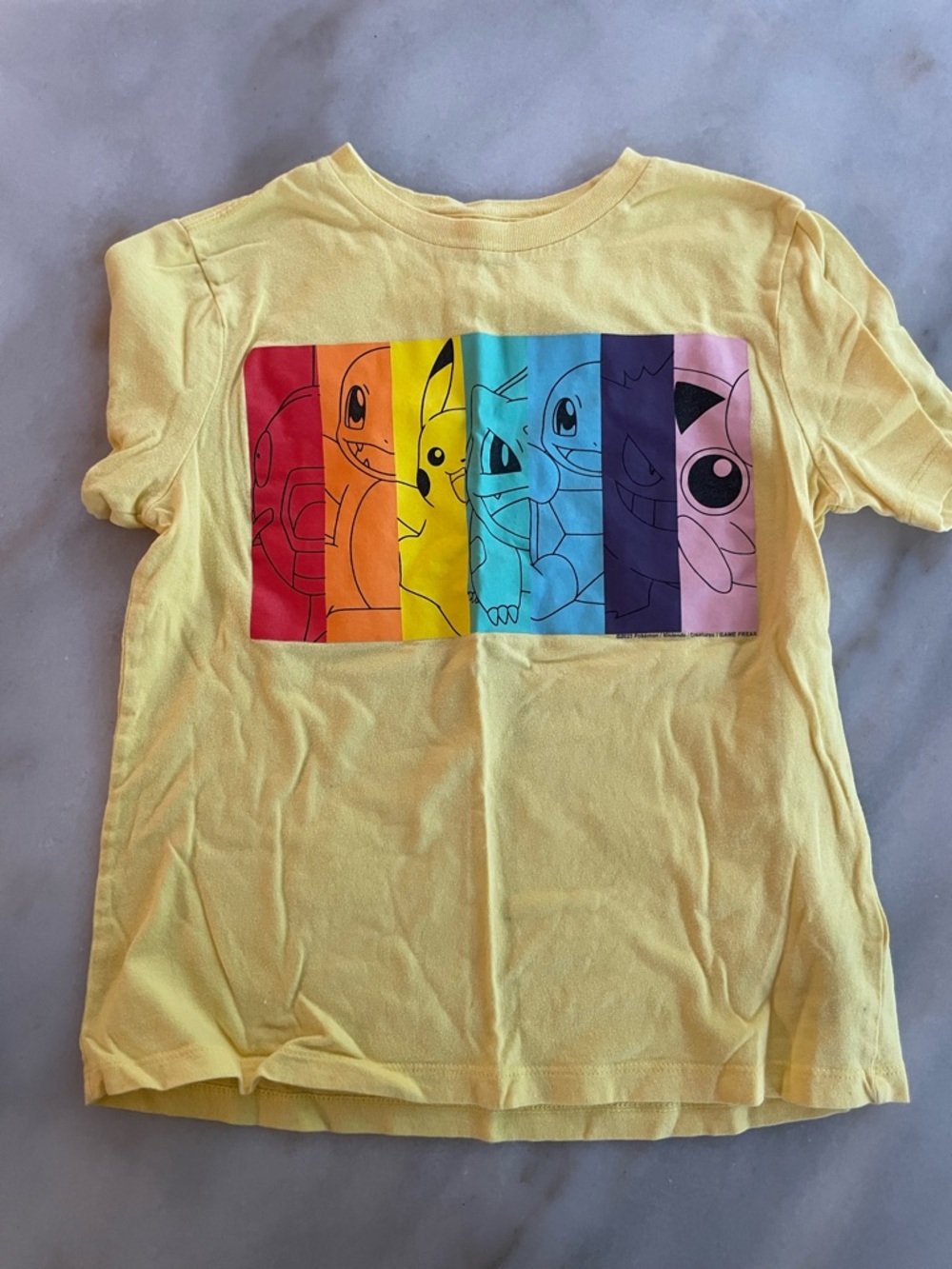 Old Navy Yellow Kids Pokemon Rainbow Graphic Tee